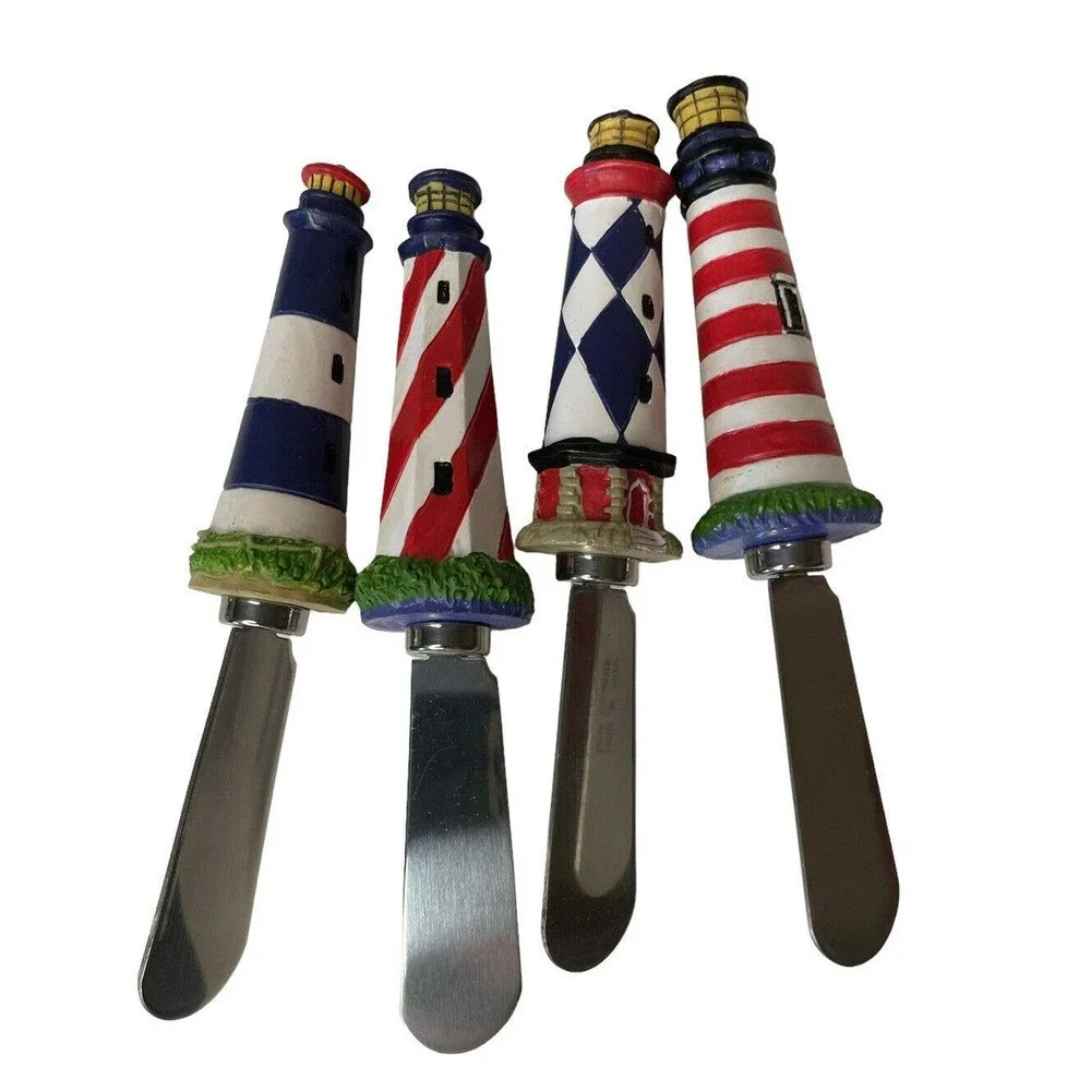 Lighthouse Cheese Butter Spreader Knives Lot of 4 Stainless steel NEW Cape Cod